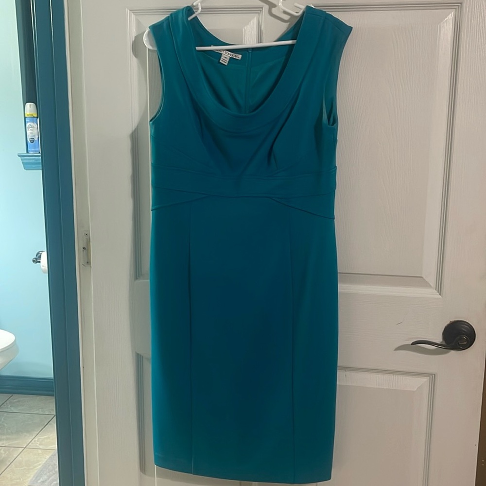 Aqua blue maggy London dress with zipper in back